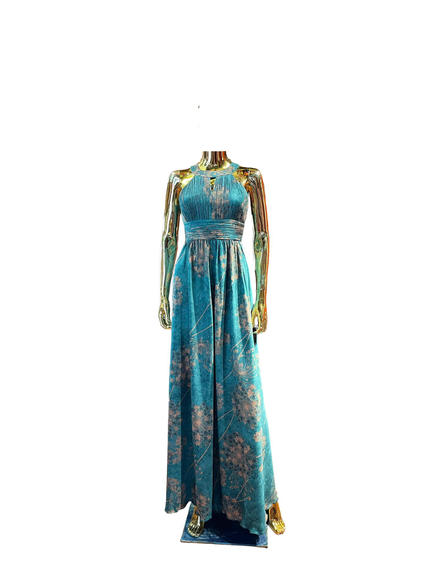 Emerald Lotus Halter Dress